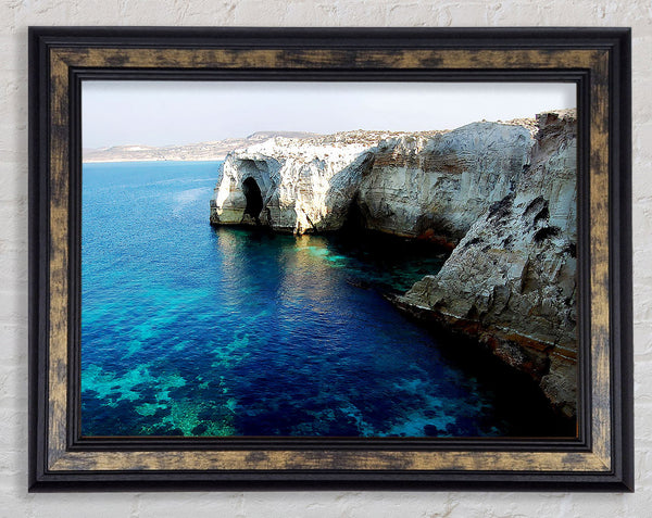 White Ocean Rocks Framed Print