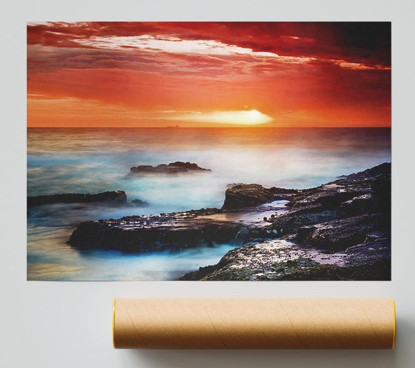 Misty Ocean Sunset Giclee Print