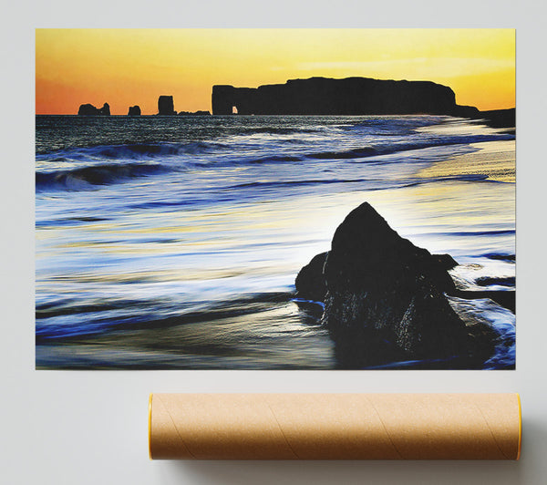 Distant Monument Ocean Sunset Print