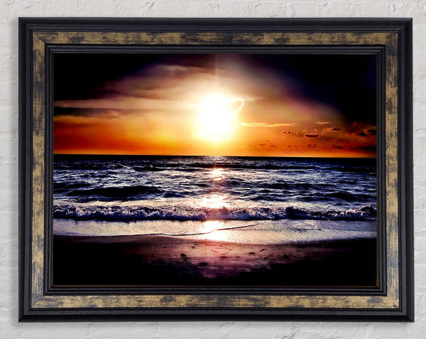 Blazing Sun Star Ocean Framed Print
