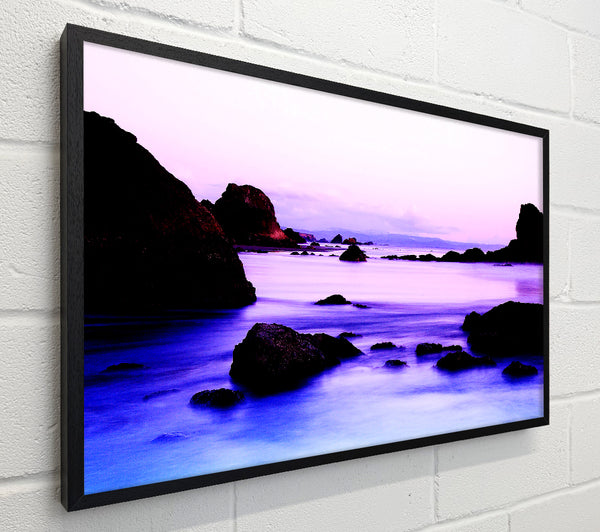 Lilac Blue Ocean Rocks