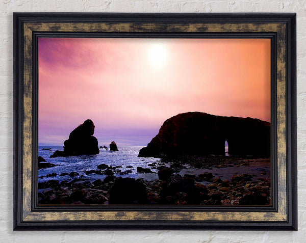 Pink Mist Ocean Skies Framed Print