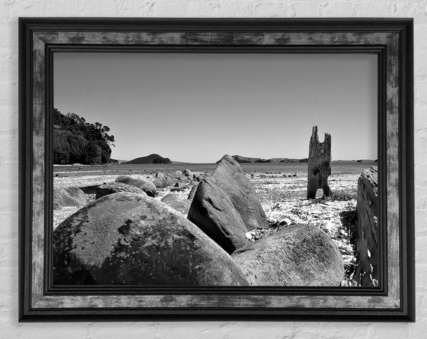 Bolders Of The Seas B n W Framed Print