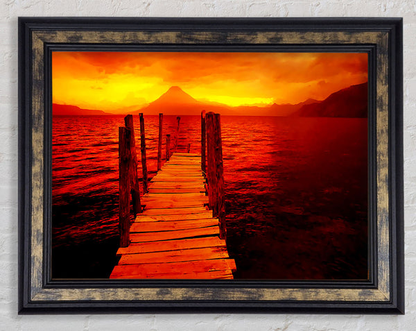 Red Pier Mountain View Framed Print