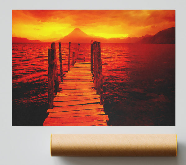 Red Pier Mountain View Giclee Print