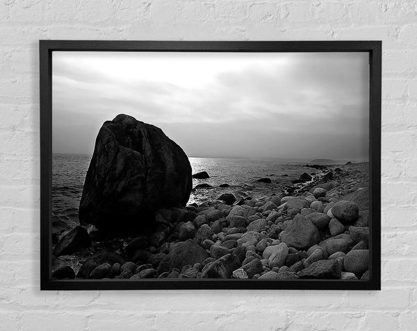 The Rock That Blocks The Sun B n W Framed Print
