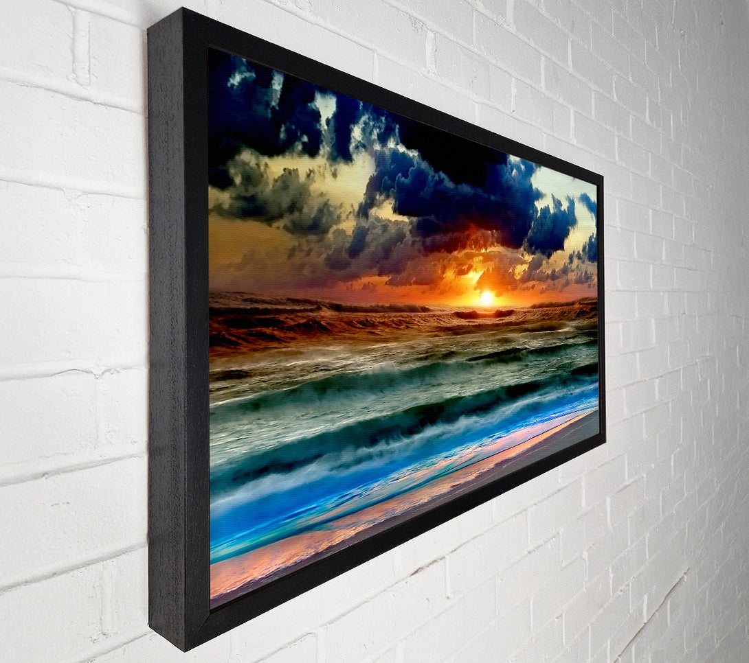 A Canvas Print of Stunning Ocean Sun Clouds Canvas Wall Art