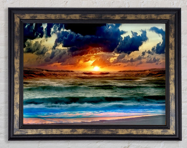 Stunning Ocean Sun Clouds Framed Print