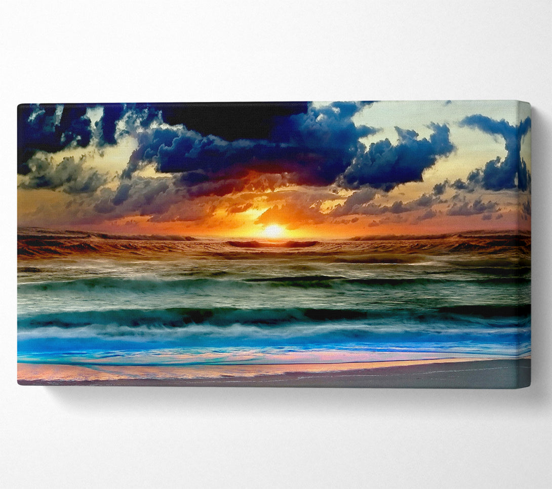  A Canvas Print of Stunning Ocean Sun Clouds Canvas Wall Art