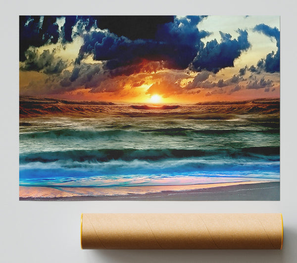 Stunning Ocean Sun Clouds Poster