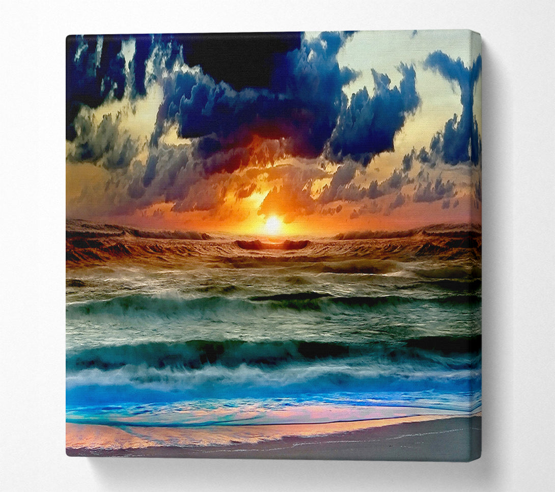  A Canvas Print of Stunning Ocean Sun Clouds Canvas Wall Art