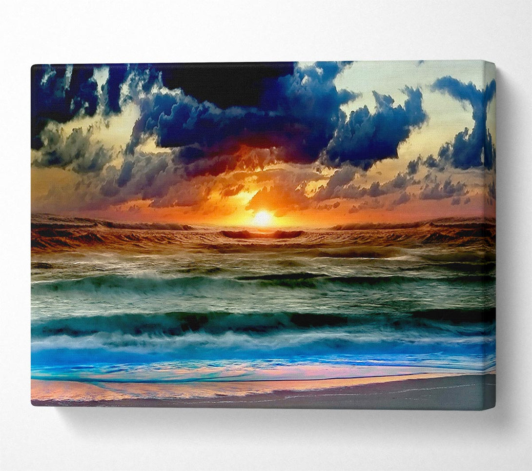  A Canvas Print of Stunning Ocean Sun Clouds Canvas Wall Art