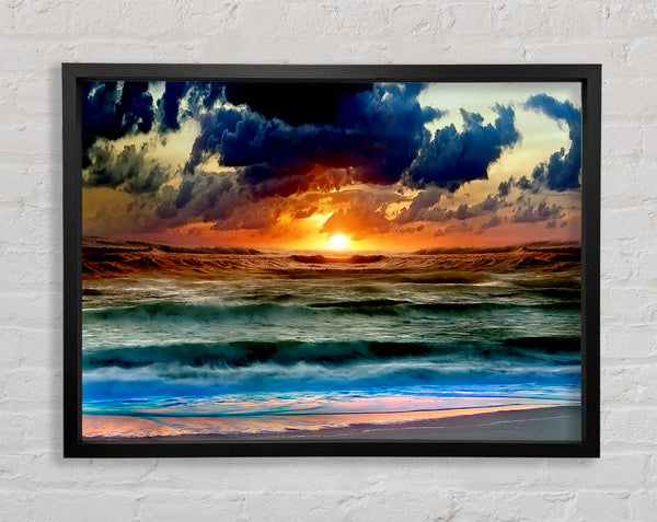 Stunning Ocean Sun Clouds Framed Print