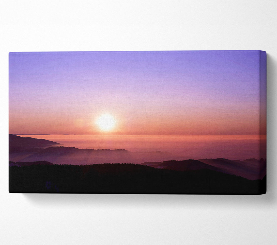  A Canvas Print of Mountain Fog At Sunset Canvas Print