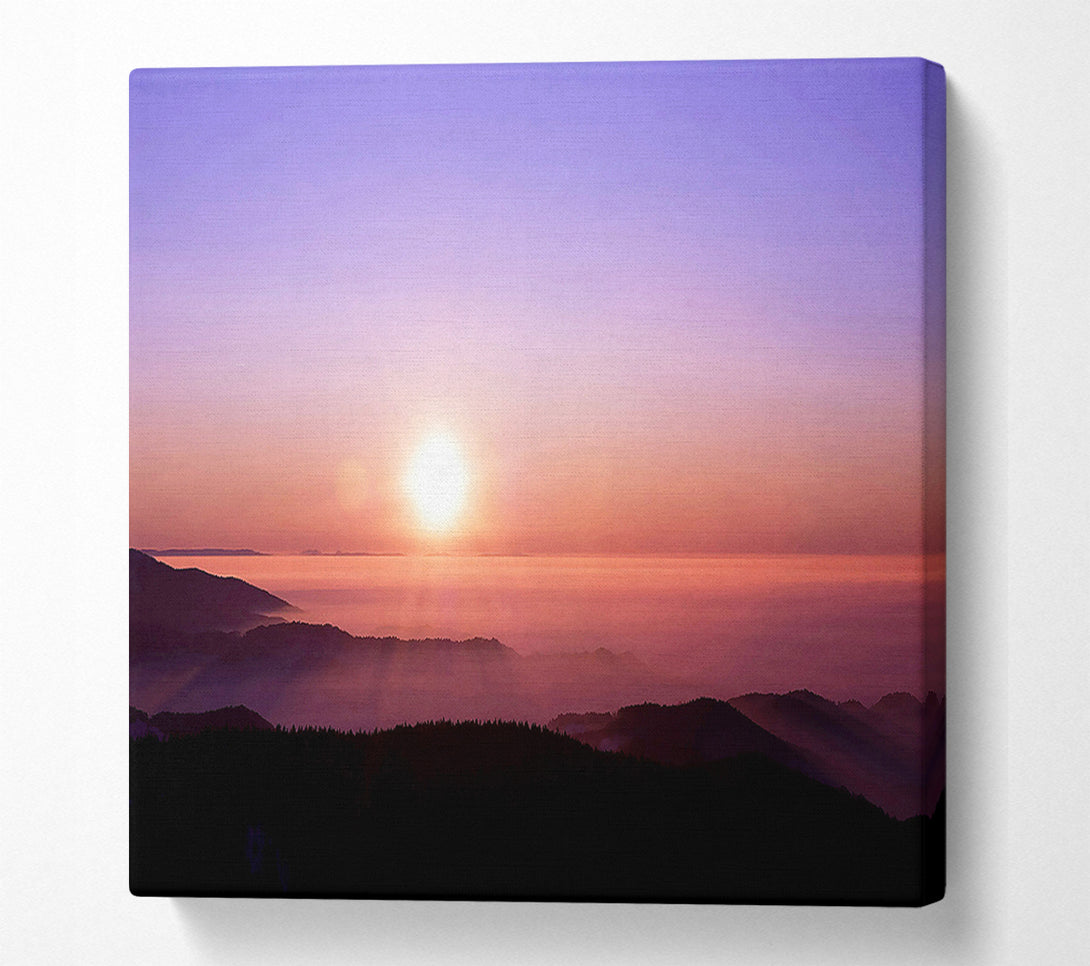  A Canvas Print of Mountain Fog At Sunset Canvas Print
