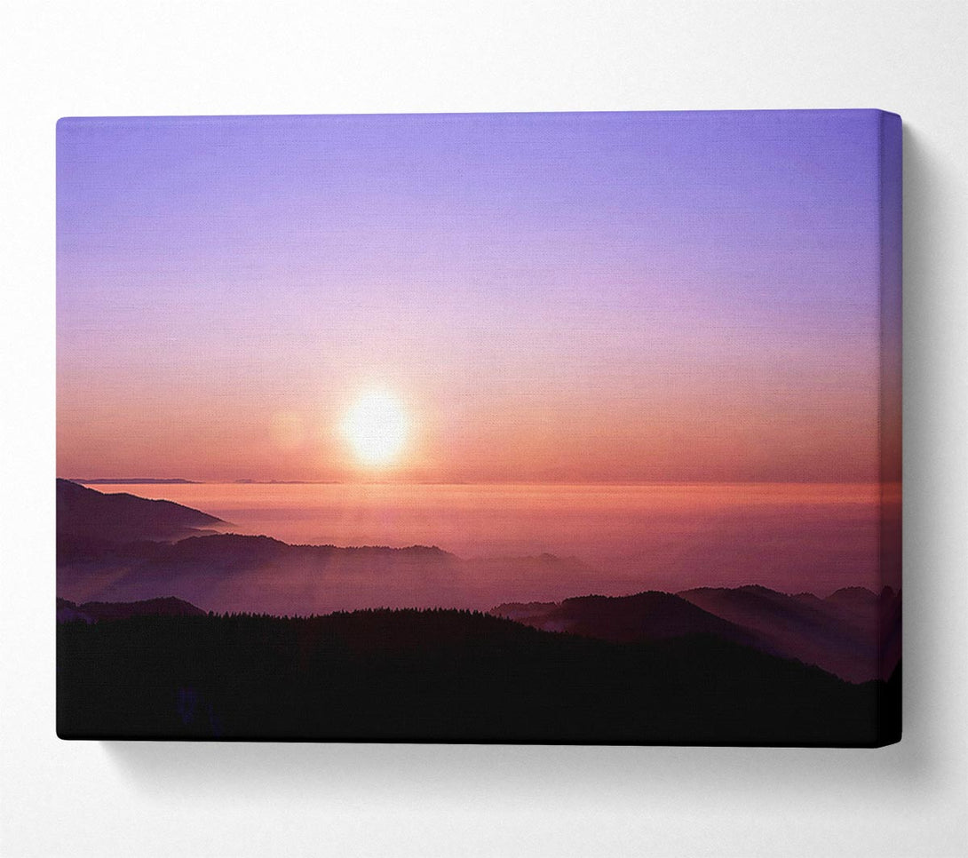  A Canvas Print of Mountain Fog At Sunset Canvas Print