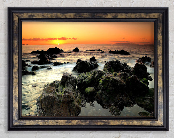 Sea Shore Sunset Framed Print