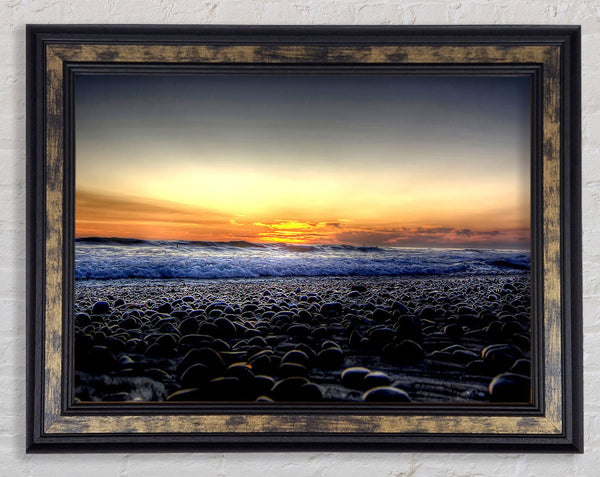 Stones On The Beach Framed Print