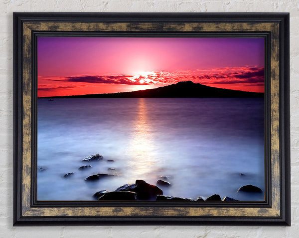 Sunset On The Tranquil Ocean Framed Print