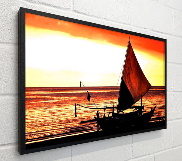 Beautiful Sail Boat At Sunset