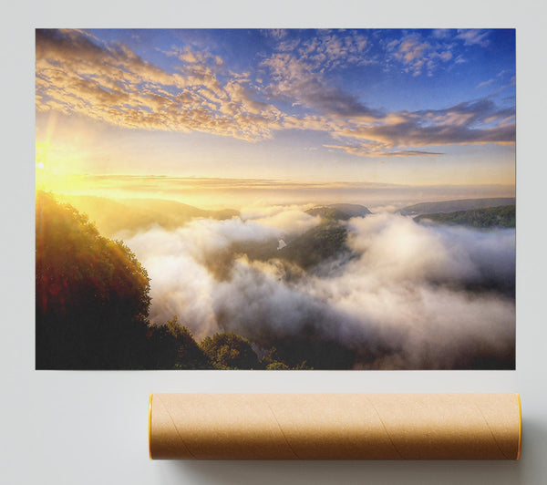 Morning Mist Over The Forest Print
