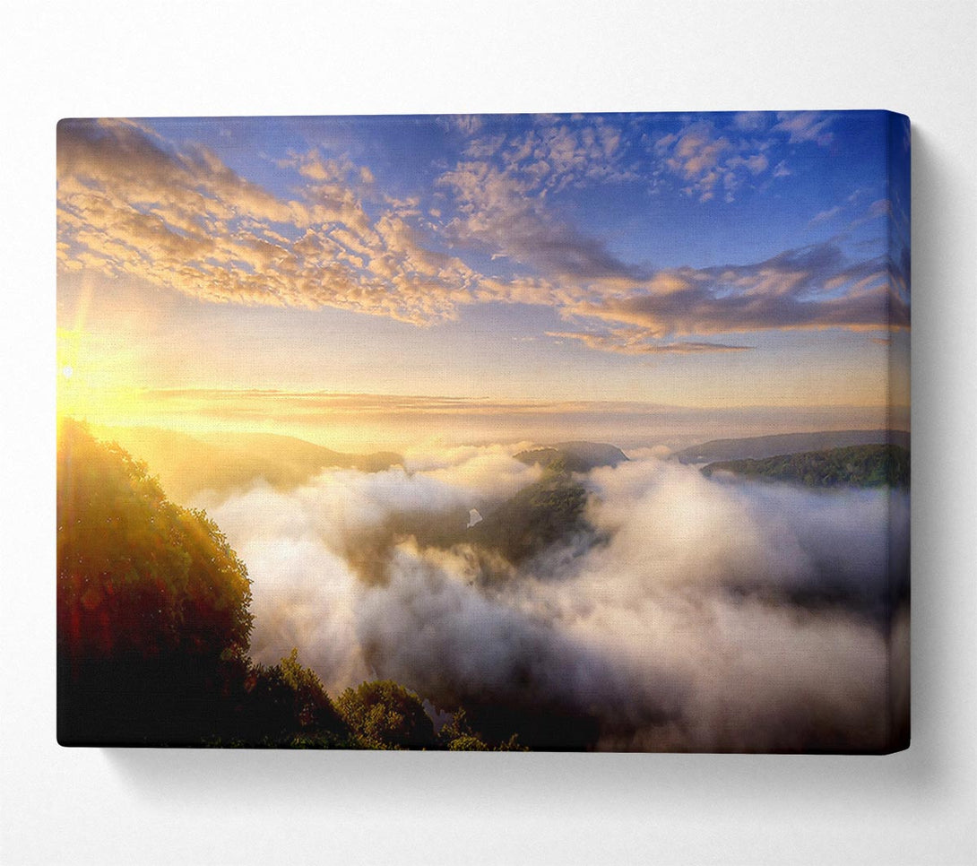  A Canvas Print of Morning Mist Over The Forest Canvas Print