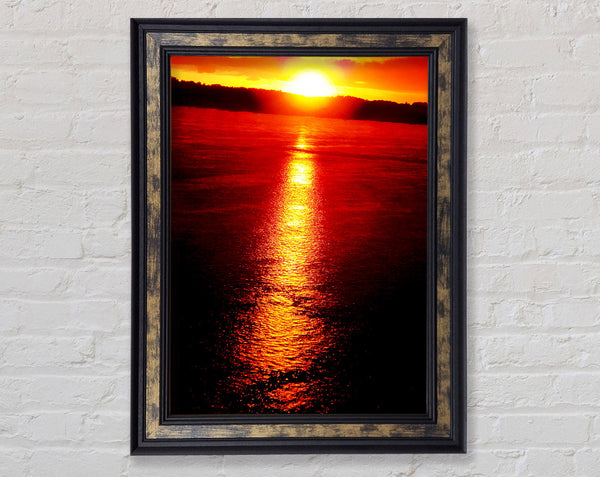 Reflections Of The Stunning Red Sun Framed Print