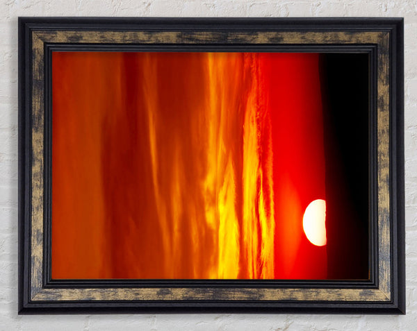 As The Sun Falls In The Stunning Golden Sky Framed Print