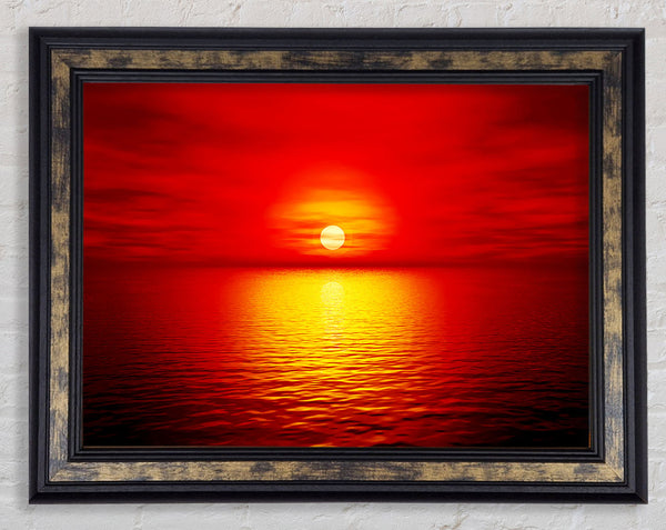 Red Skies Over The Golden Ocean Framed Print