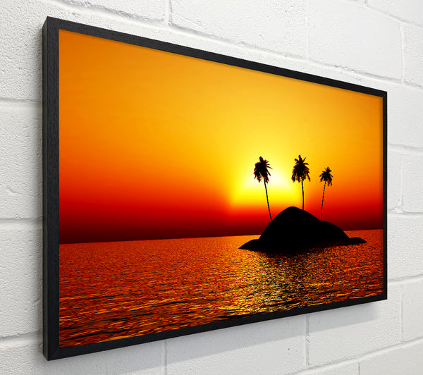 Palmtree Island At Sunset