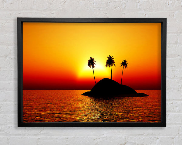 Palmtree Island At Sunset