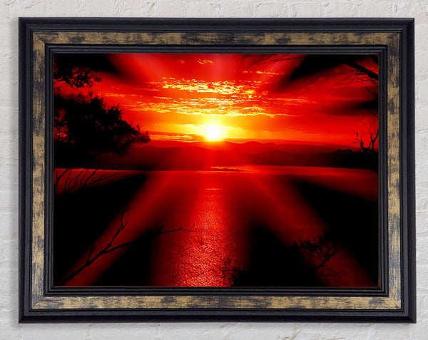Red Sun Rays Framed Print