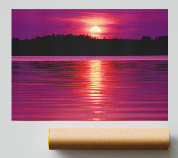 Pink Lake Reflections Print