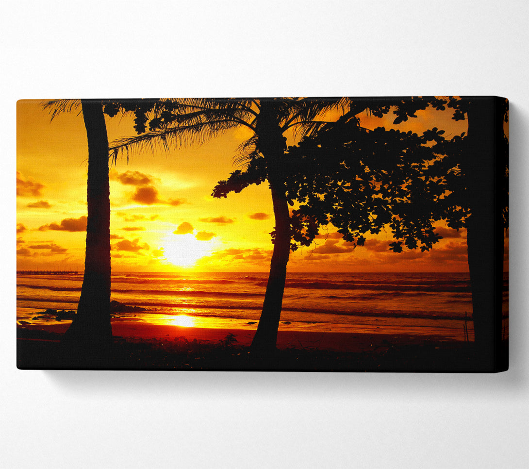  A Canvas Print of Sun Reflections Over The Beach Canvas Print