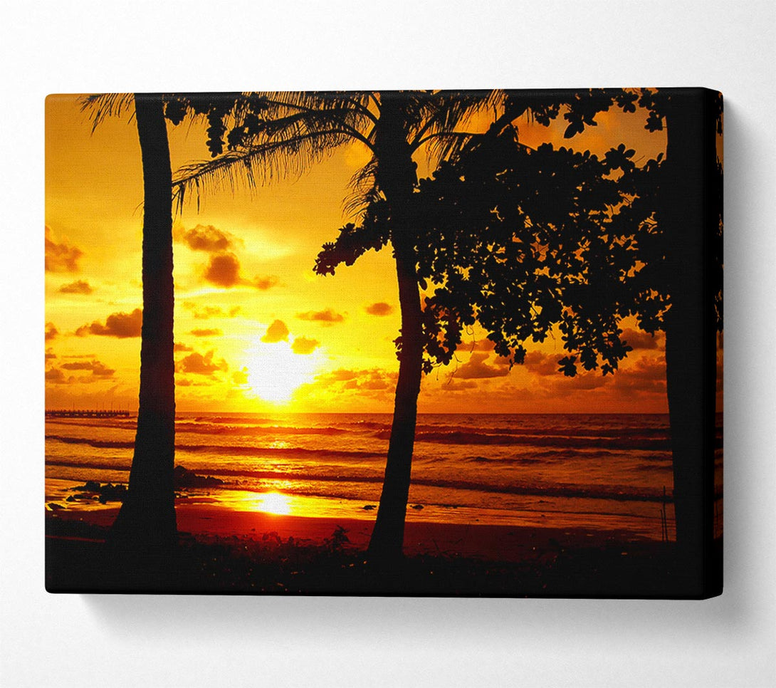  A Canvas Print of Sun Reflections Over The Beach Canvas Print