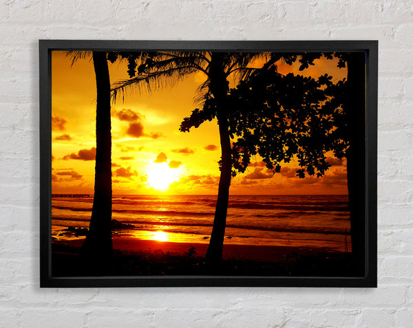 Sun Reflections Over The Beach Framed Print