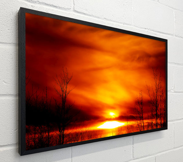 Orange Sunblaze Through The Misty Sky