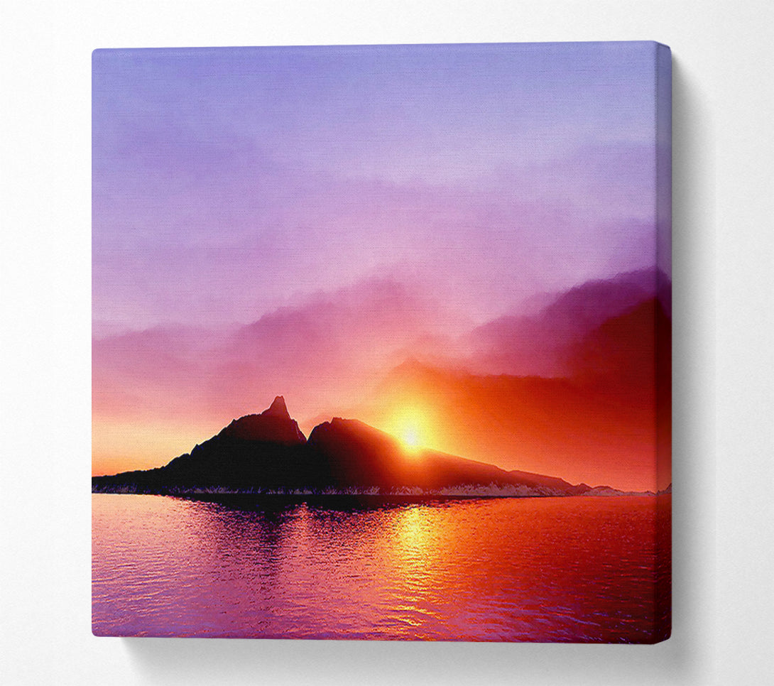  A Canvas Print of As The Sun Peeps Over The Mountain Ocean Canvas Wall Art