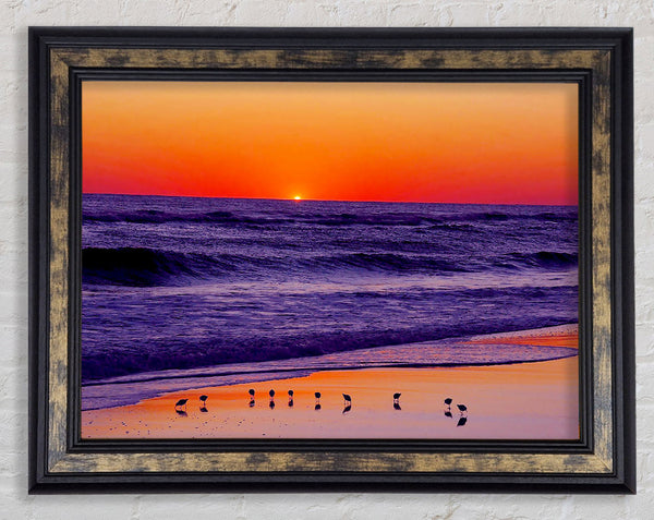 As The Sun Sets Over The Ocean Framed Print