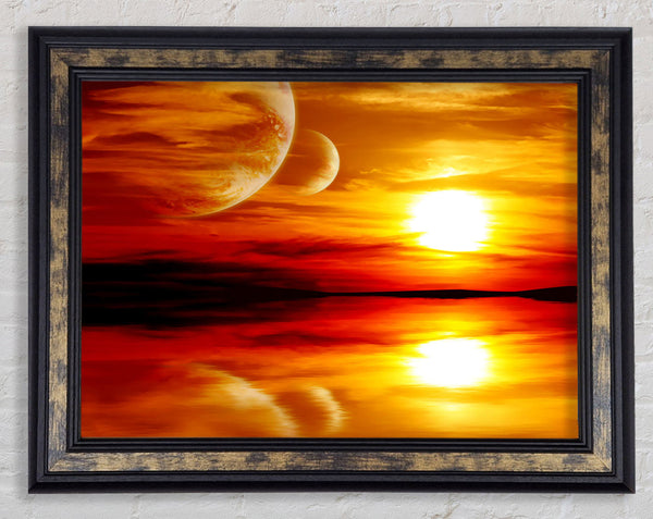 Stunning Planet Sunset Framed Print
