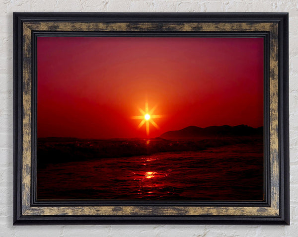 Sunstar Red Framed Print