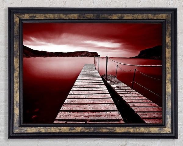 Red Abstract Pier Framed Print
