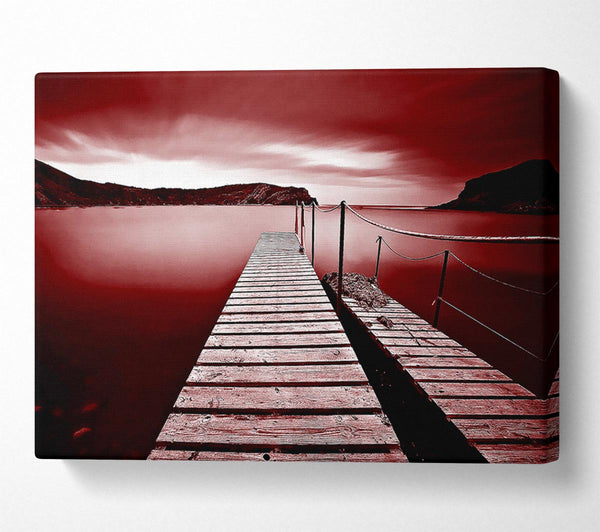 Red Abstract Pier Canvas Art