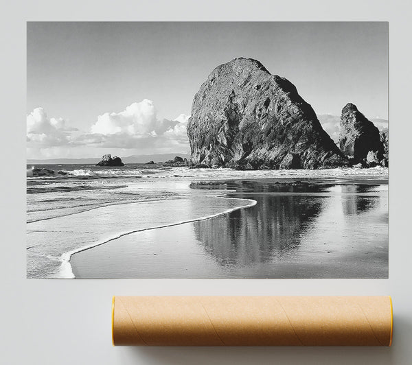 Beach Rocks B N W Giclee Print