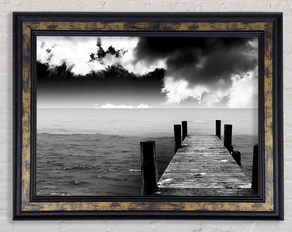 Black And White Pier Framed Print
