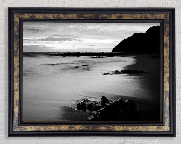 Sunset Tides B n W Framed Print