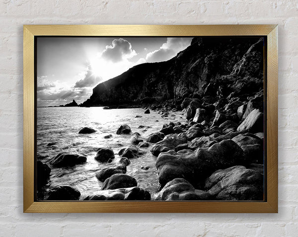 Cornwall Waters B n W Framed Print