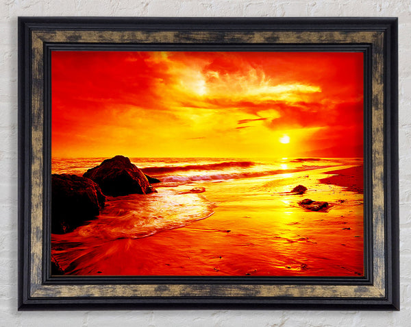 Blazing Orange Seas Framed Print