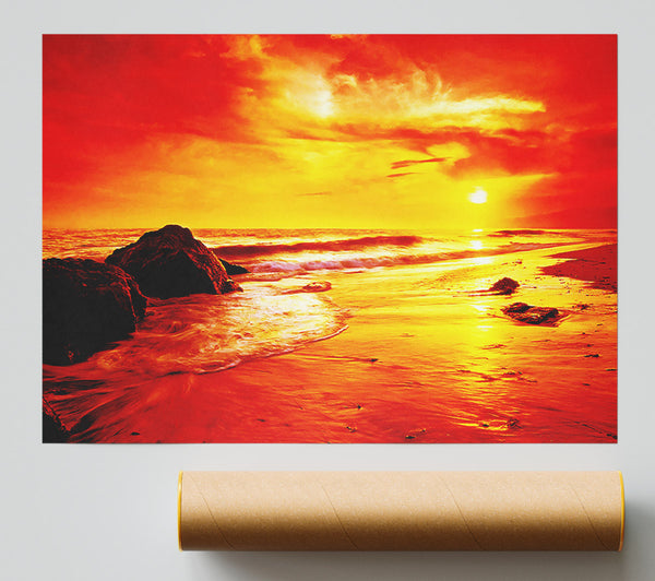 Blazing Orange Seas Print