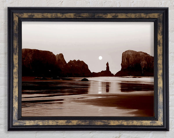 Chocolate Ocean Rocks Framed Print